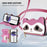 For iPhone 17 Pro Max Case Makeup Mirror Wallet Cute Raccoon Leather Phone Cover with Wrist / Shoulder Strap - Pink - 2