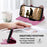 For iPhone 17 Pro Max Case Makeup Mirror Wallet Cute Raccoon Leather Phone Cover with Wrist / Shoulder Strap - Pink - 6