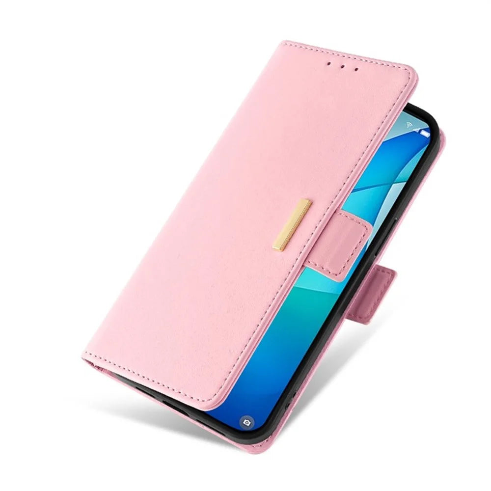 For iPhone Air Case PU Leather Wallet Stand Phone Cover with Crossbody Shoulder Strap - Pink - 4