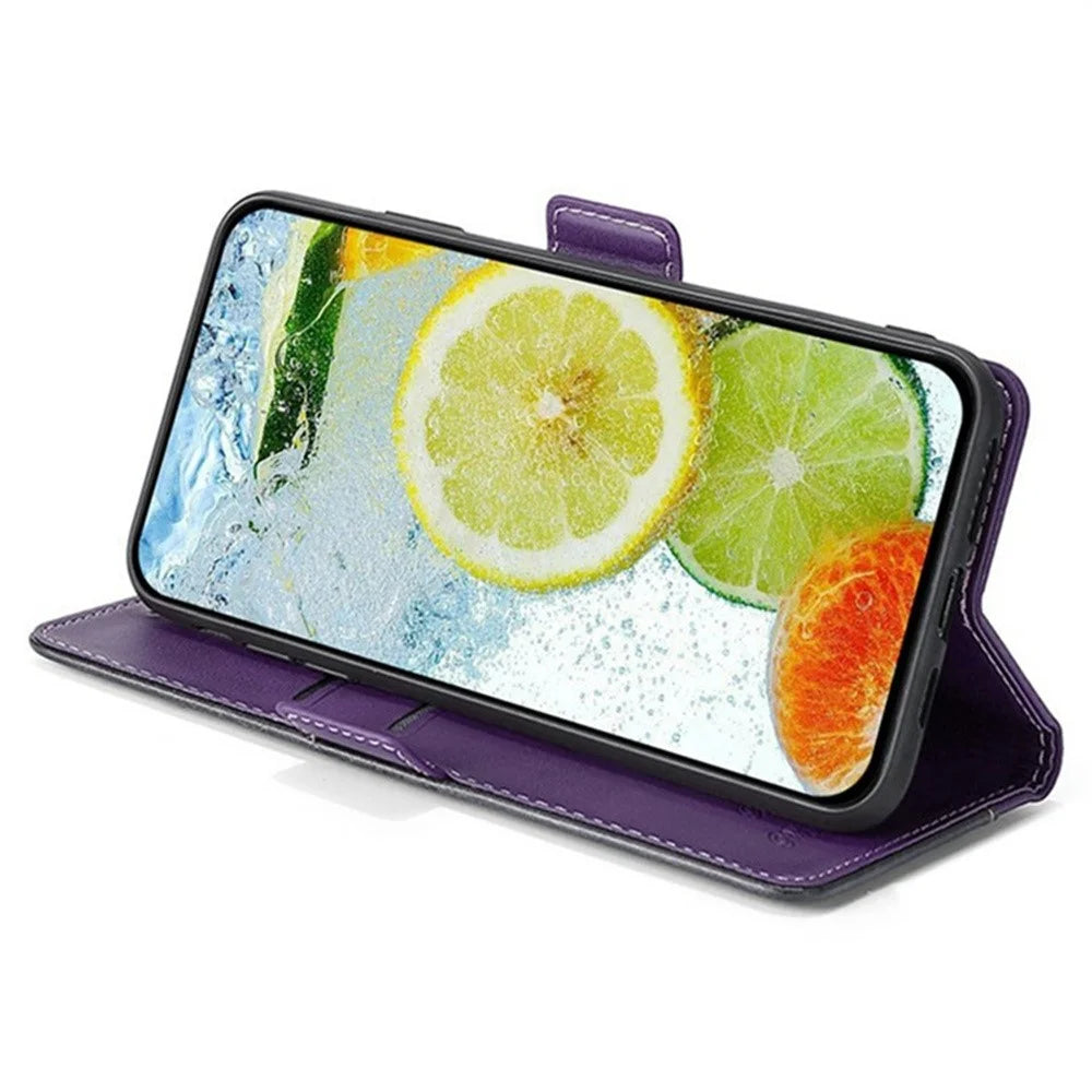 For iPhone Air Case Contrast Color Wallet Leather Phone Cover - Rose + Purple - 3