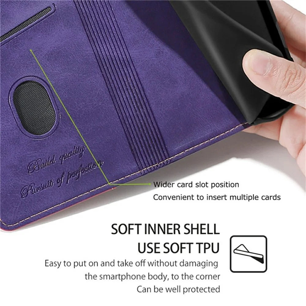For iPhone Air Case Contrast Color Wallet Leather Phone Cover - Rose + Purple - 6
