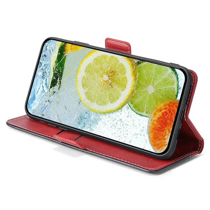 For iPhone 17 Pro Case Contrast Color Wallet Leather Phone Cover - Black + Red - 3