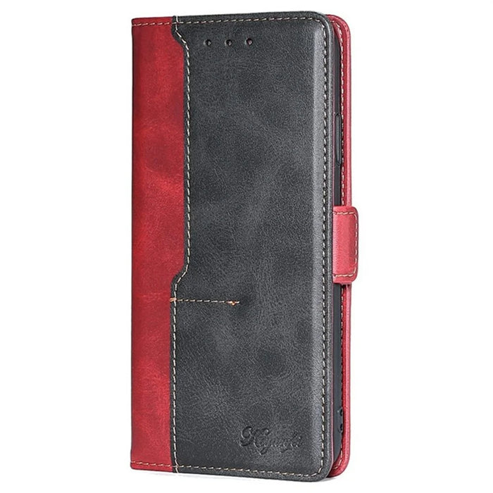For iPhone 17 Pro Max Case Contrast Color Wallet Leather Phone Cover - Black + Red - 7