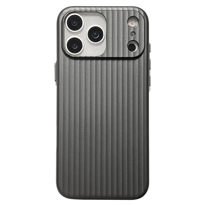 For iPhone 17 Pro PC Phone Case Corrugated Textured Protective Back Cover - Black - 1