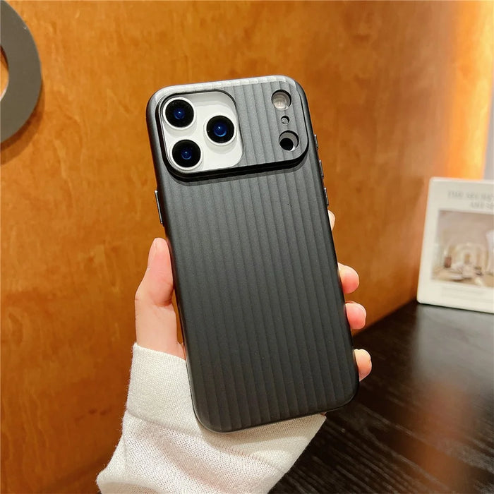 For iPhone 17 Pro PC Phone Case Corrugated Textured Protective Back Cover - Black - 2
