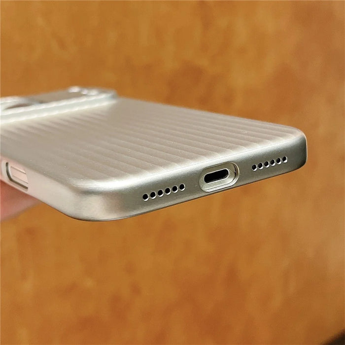 For iPhone 17 Pro PC Phone Case Corrugated Textured Protective Back Cover - Black - 6