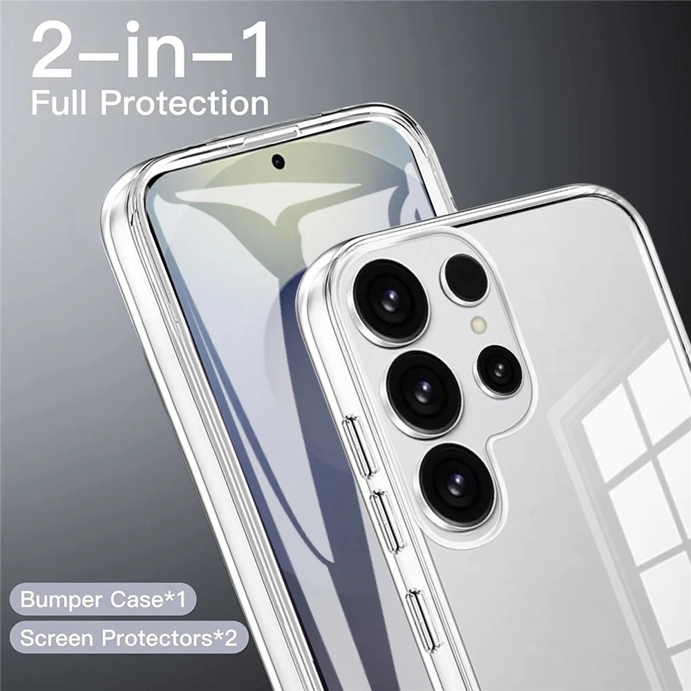 For Samsung Galaxy S25 Ultra Case TPU Frame Clear Acrylic Back Phone Cover with PET Film - 3