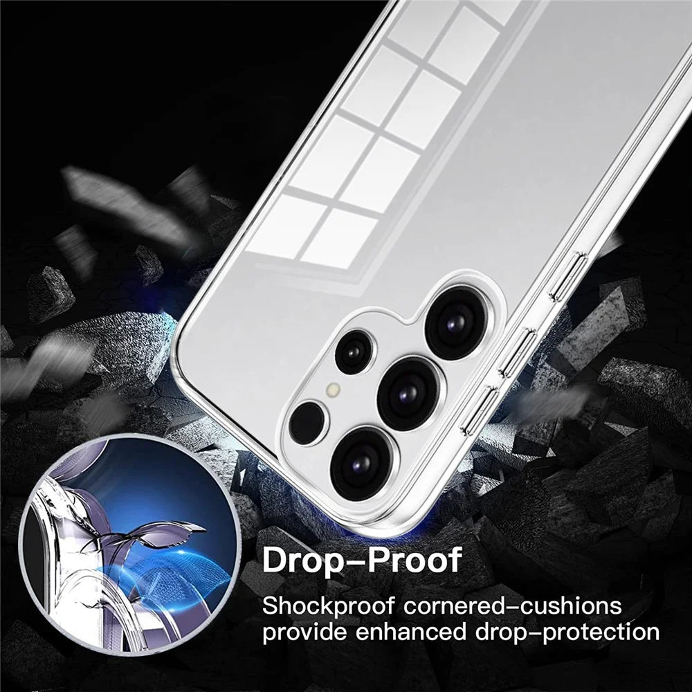 For Samsung Galaxy S25 Ultra Case TPU Frame Clear Acrylic Back Phone Cover with PET Film - 4