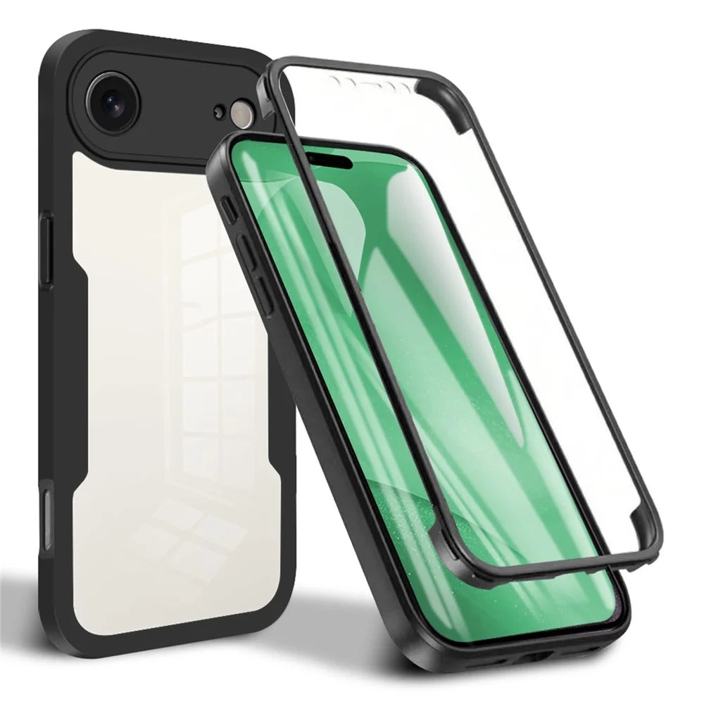 For iPhone Air Case Acrylic + TPU Clear Phone Cover with PET Screen Film - Black - 1