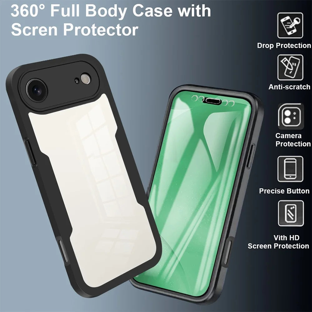 For iPhone Air Case Acrylic + TPU Clear Phone Cover with PET Screen Film - Black - 3