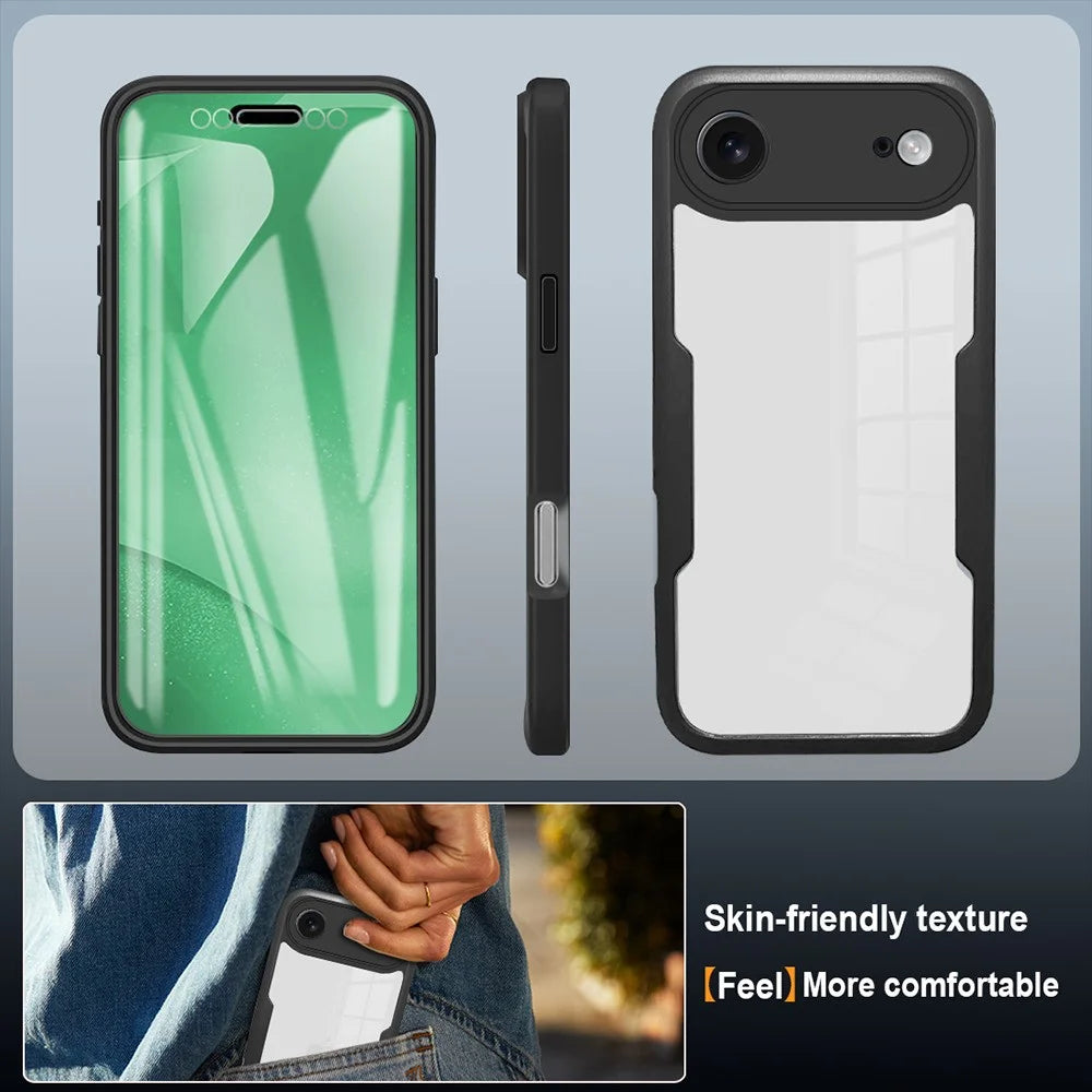 For iPhone Air Case Acrylic + TPU Clear Phone Cover with PET Screen Film - Black - 5
