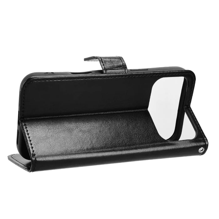 For iPhone 18 Pro / 17 Pro PU Leather Case with Strap Crazy Horse Texture Phone Wallet Cover - Black - 6