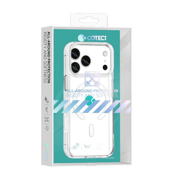 COTECI For iPhone 17 Pro Crystal Magnetic Case Compatible with MagSafe PC TPU Phone Back Cover - Transparent - 5