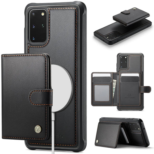 JEEHOOD For Samsung Galaxy S20 Plus 4G Case  J09 RFID Blocking Card Holder Leather Back Phone Cover Magnetic Case - Black - 1