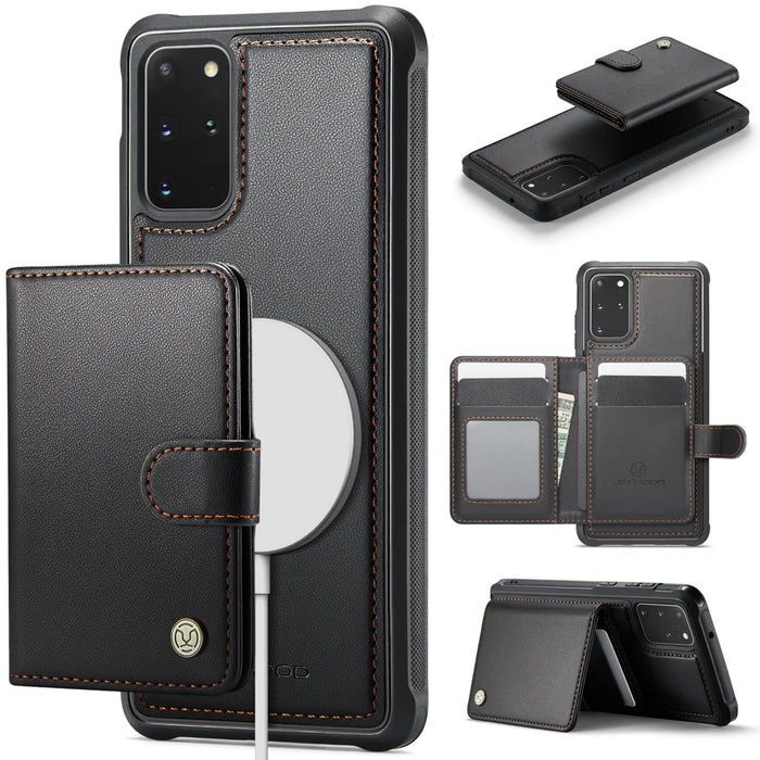 JEEHOOD For Samsung Galaxy S20 Plus 4G Case  J09 RFID Blocking Card Holder Leather Back Phone Cover Magnetic Case - Black - 1