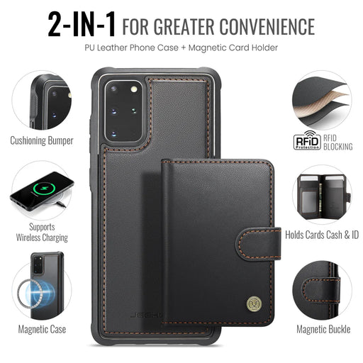 JEEHOOD For Samsung Galaxy S20 Plus 4G Case  J09 RFID Blocking Card Holder Leather Back Phone Cover Magnetic Case - Black - 2