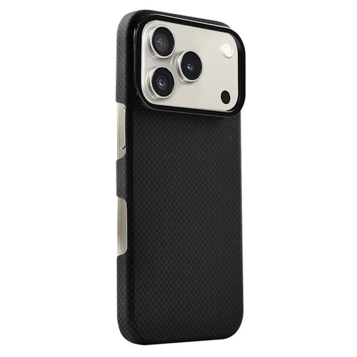 COTECI For iPhone 17 Pro Magnetic Case with Lens Kickstand Aramid Fiber Slim PC Back Cover Compatible with MagSafe - Black - 1