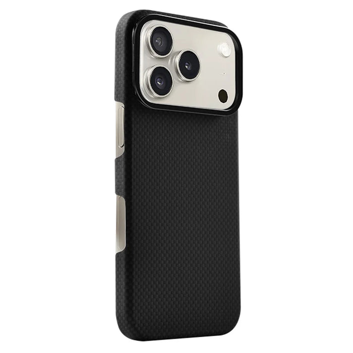 COTECI For iPhone 17 Pro Magnetic Case with Lens Kickstand Aramid Fiber Slim PC Back Cover Compatible with MagSafe - Black - 1