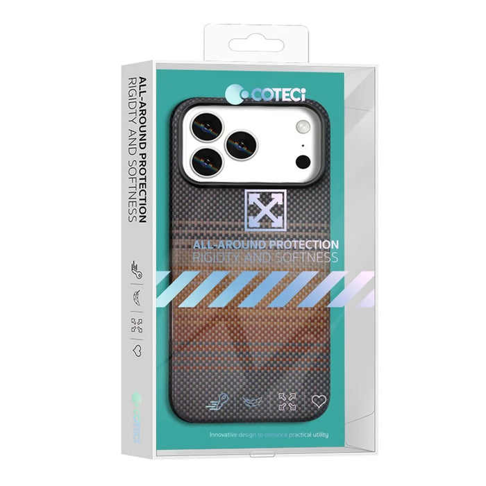 COTECI For iPhone 17 Pro Magnetic Case with Lens Kickstand Aramid Fiber Slim PC Back Cover Compatible with MagSafe - Black - 5