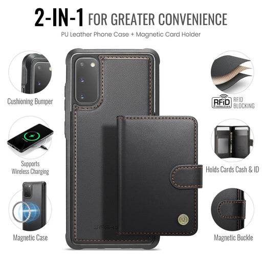 JEEHOOD For Samsung Galaxy S20 4G Case  J09 RFID Blocking Card Holder Leather Back Phone Cover Magnetic Case - Black - 2