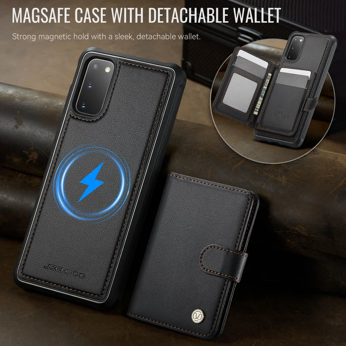 JEEHOOD For Samsung Galaxy S20 4G Case  J09 RFID Blocking Card Holder Leather Back Phone Cover Magnetic Case - Black - 5
