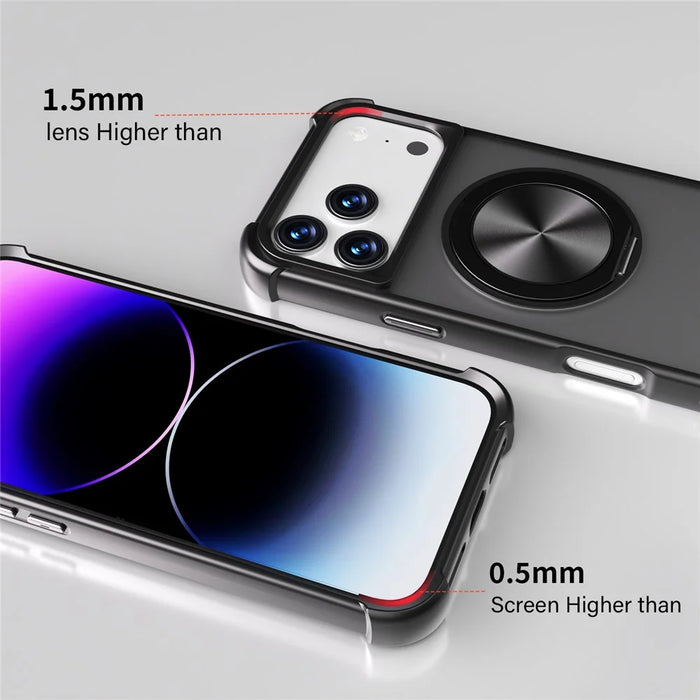 For iPhone 17 Pro Max Case Compatible with MagSafe CD Vein Kickstand TPU + PC Phone Cover - Black - 6