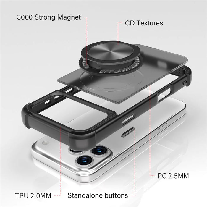 For iPhone 17 Pro Max Case Compatible with MagSafe CD Vein Kickstand TPU + PC Phone Cover - Black - 7