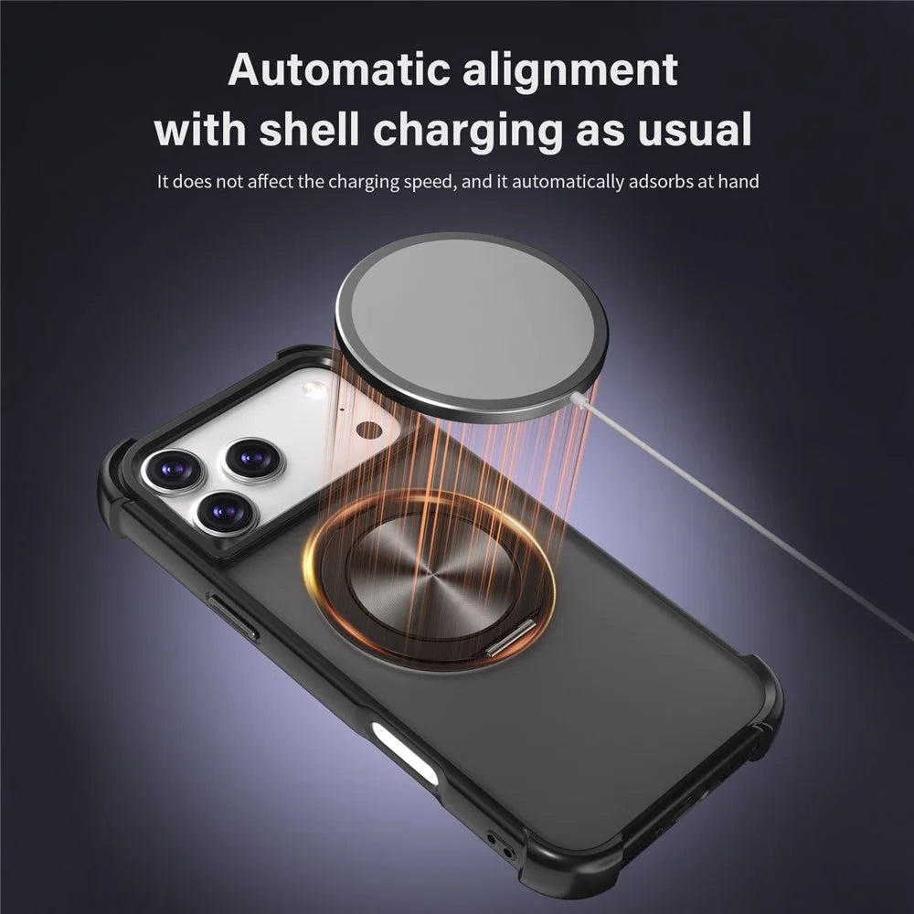 For iPhone 17 Pro Case Compatible with MagSafe CD Vein Kickstand TPU + PC Phone Cover - Black - 4
