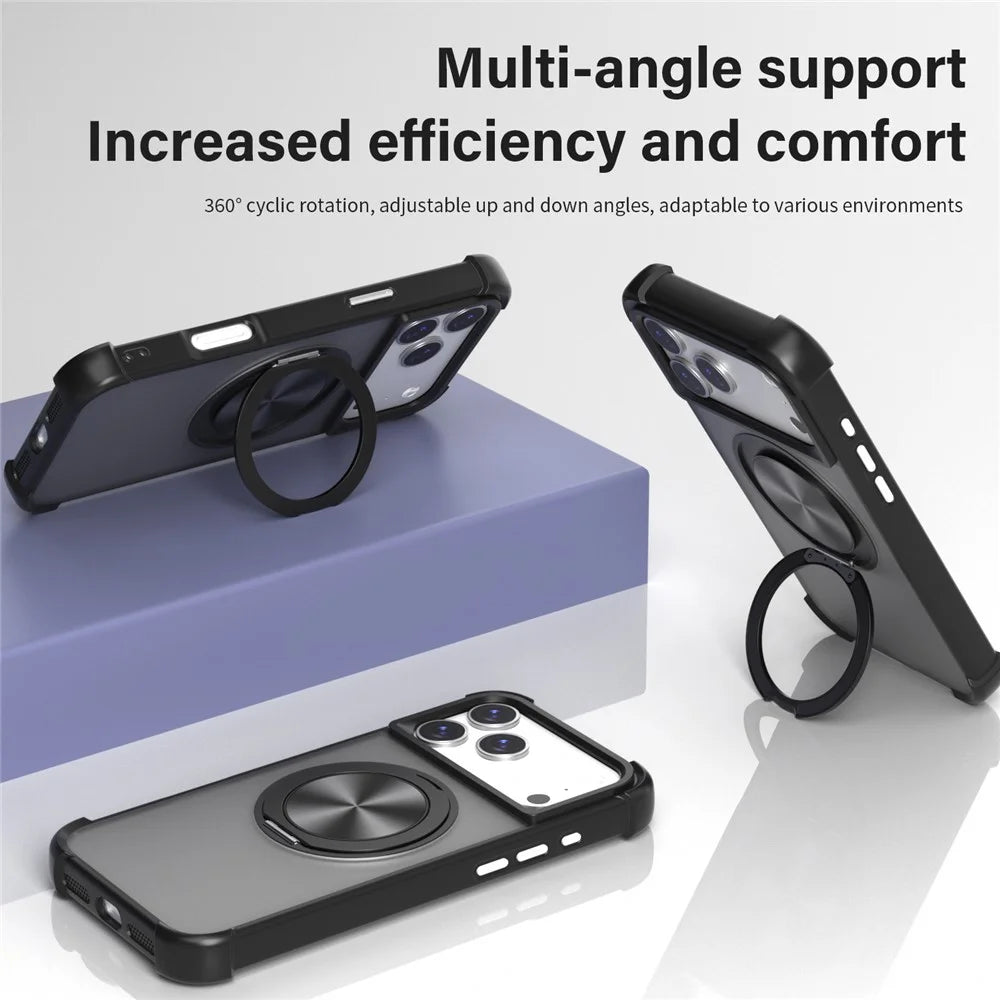 For iPhone 17 Pro Case Compatible with MagSafe CD Vein Kickstand TPU + PC Phone Cover - Black - 5