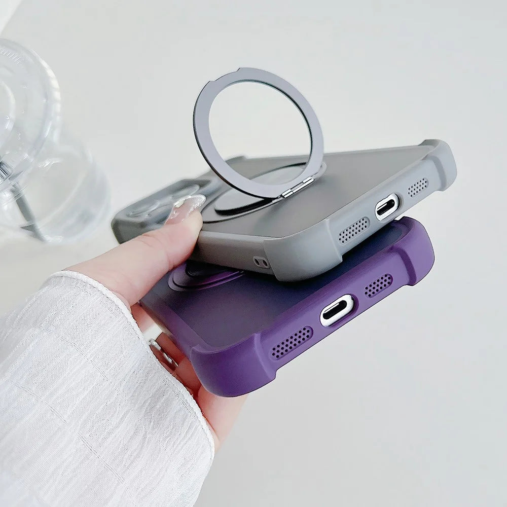 For iPhone 15 Case Compatible with MagSafe CD Vein Kickstand TPU + PC Phone Cover - 3