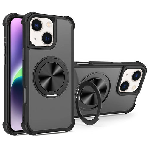 For iPhone 15 Plus  /  14 Plus Case Compatible with MagSafe CD Vein Kickstand TPU + PC Phone Cover - Black - 1