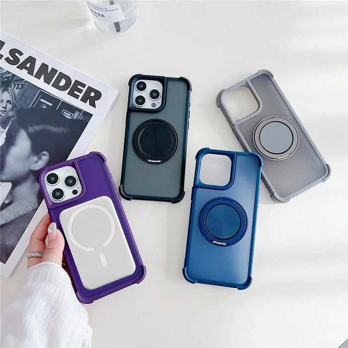 For iPhone 13 Pro Max Case Compatible with MagSafe CD Vein Kickstand TPU + PC Phone Cover - Purple - 5