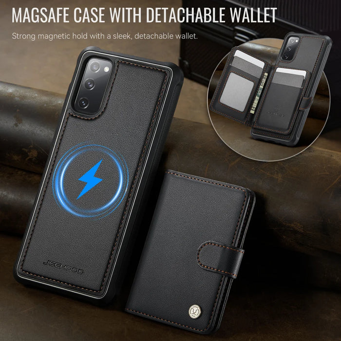 JEEHOOD For Samsung Galaxy S20 FE Case  J09 RFID Blocking Card Holder Leather Back Phone Cover Magnetic Case - Black - 5
