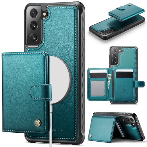 JEEHOOD For Samsung Galaxy S21+ 5G Case  J09 RFID Blocking Card Holder Leather Back Phone Cover Magnetic Case - Green - 1