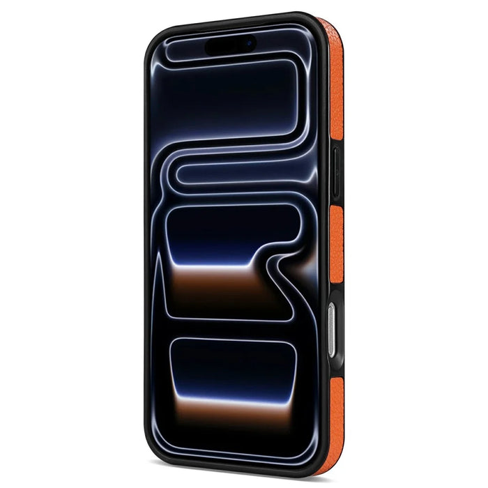 For iPhone 18 Pro / 17 Pro Case Ring Kickstand PU + TPU Card Holder Phone Cover - Orange - 2