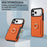 For iPhone 18 Pro / 17 Pro Case Ring Kickstand PU + TPU Card Holder Phone Cover - Orange - 5