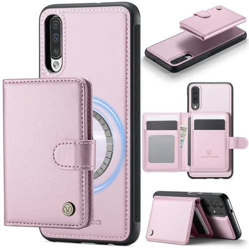 JEEHOOD For Samsung Galaxy A50 Case  J09 RFID Blocking Card Holder Leather Back Phone Cover Magnetic Case - Pink - 1