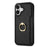 For iPhone 17 Case Ring Kickstand PU + TPU Card Holder Phone Cover - Black - 1