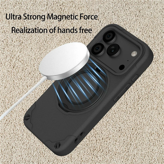 For iPhone 18 Pro / 17 Pro EVA Phone Case Compatible with MagSafe Kickstand Protective Cover - Black - 5