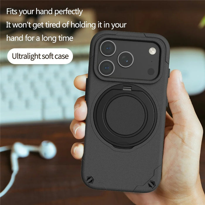 For iPhone 18 Pro / 17 Pro EVA Phone Case Compatible with MagSafe Kickstand Protective Cover - Black - 6
