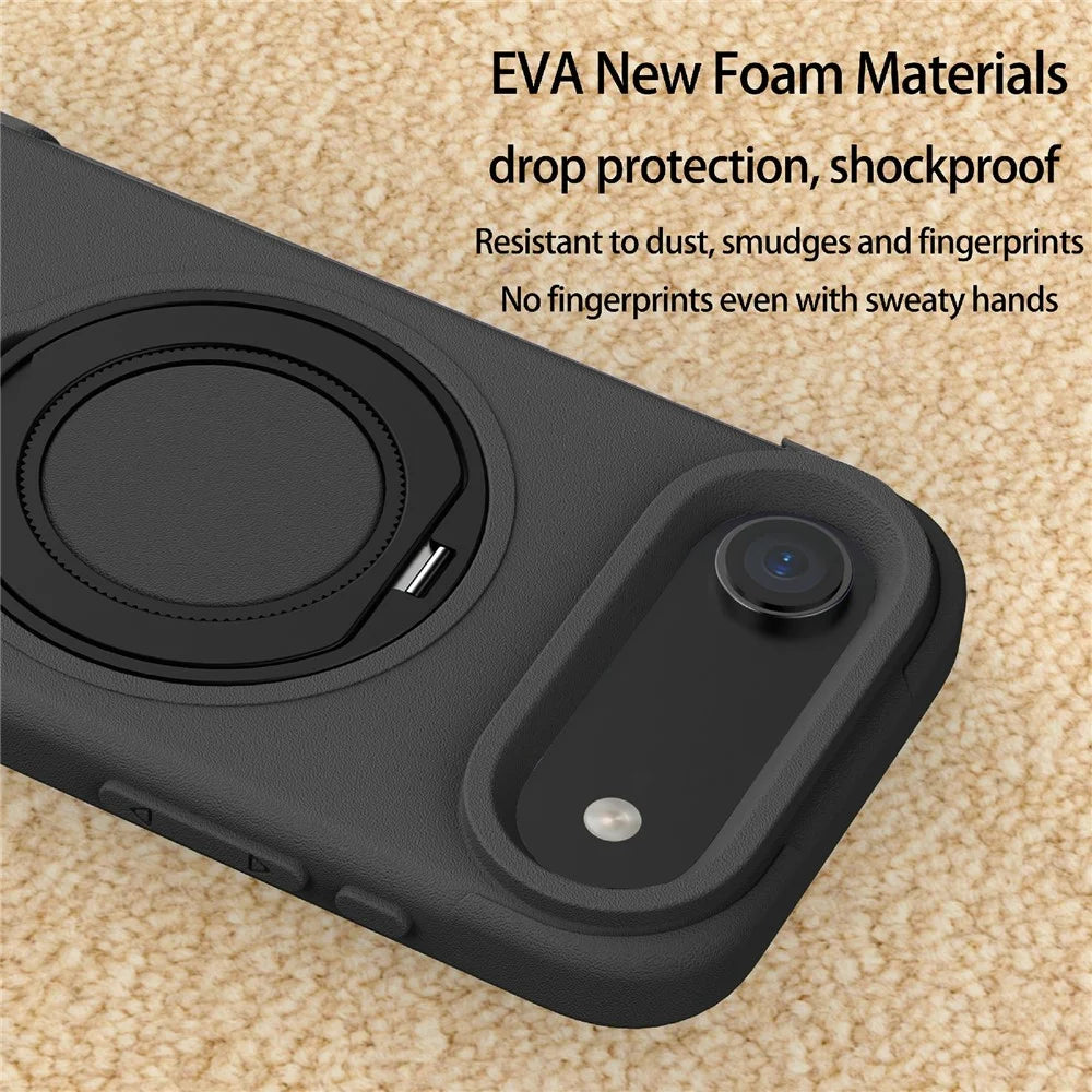 For iPhone Air EVA Phone Case Compatible with MagSafe Kickstand Protective Cover - Black - 4