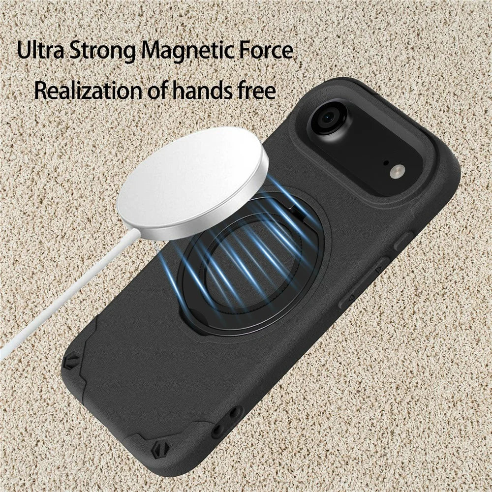 For iPhone Air EVA Phone Case Compatible with MagSafe Kickstand Protective Cover - Black - 5