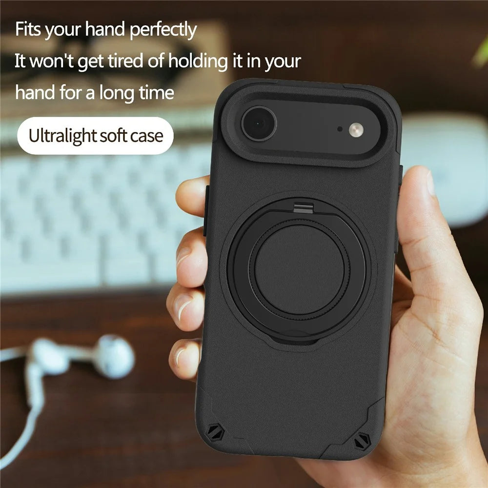 For iPhone Air EVA Phone Case Compatible with MagSafe Kickstand Protective Cover - Black - 6