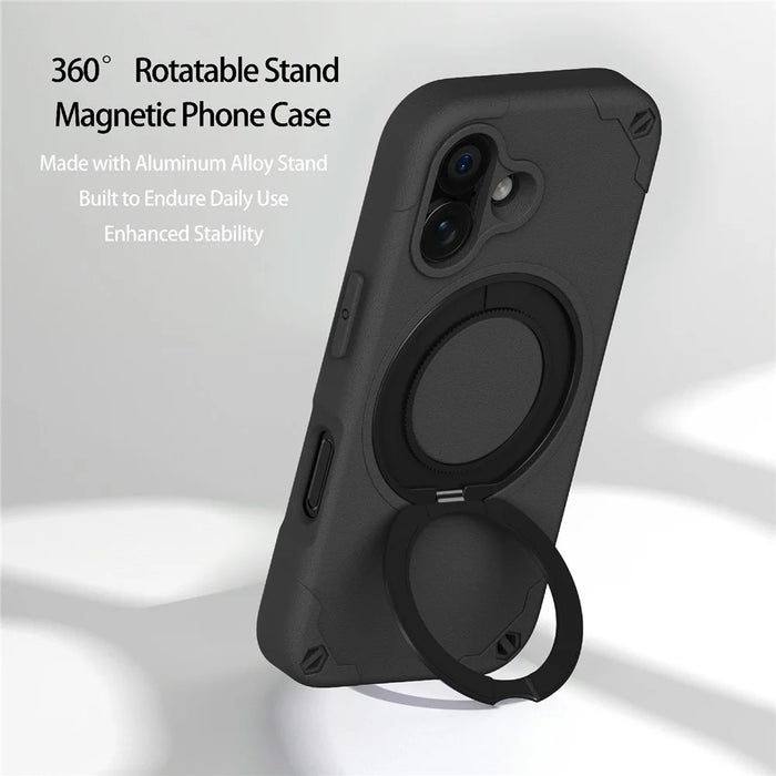 For iPhone 17 EVA Phone Case Compatible with MagSafe Kickstand Protective Cover - Black - 2