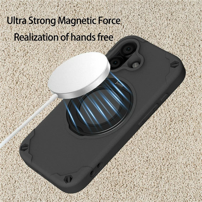 For iPhone 17 EVA Phone Case Compatible with MagSafe Kickstand Protective Cover - Black - 5