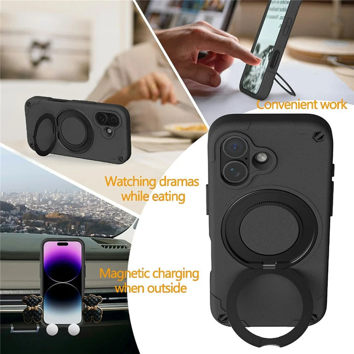 For iPhone 17 EVA Phone Case Compatible with MagSafe Kickstand Protective Cover - Black - 7