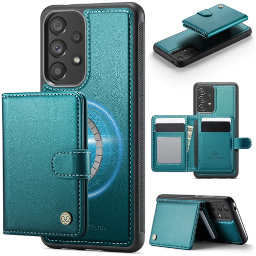 JEEHOOD For Samsung Galaxy A52 5G / Galaxy A52s 5G / Galaxy A52 4G Case  J09 RFID Blocking Card Holder Leather Back Phone Cover Magnetic Case - Green - 1