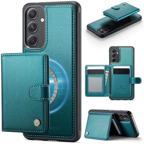 JEEHOOD For Samsung Galaxy A54 5G Case  J09 RFID Blocking Card Holder Leather Back Phone Cover Magnetic Case - Green - 1