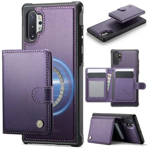 JEEHOOD For Samsung Galaxy Note10+ 4G Case  J09 RFID Blocking Card Holder Leather Back Phone Cover Magnetic Case - Purple - 1