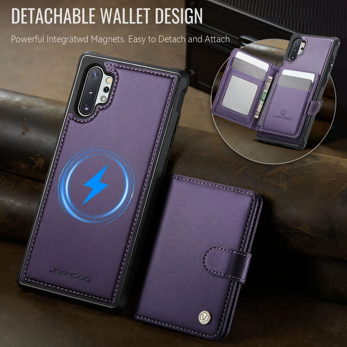 JEEHOOD For Samsung Galaxy Note10+ 4G Case  J09 RFID Blocking Card Holder Leather Back Phone Cover Magnetic Case - Purple - 5